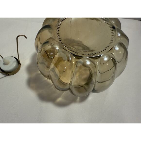 Amber Colored Glass Pumpkin 5” Tea Light Holder - Fall Autumn Harvest Decor - Picture 8 of 8